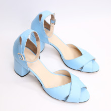 Босоніжки з блакитної шкіри на підборах Арт. 605-10/45Ок