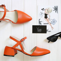 Босоніжки з помаранчевої шкіри флотар із гострим носиком Арт. 457-11/4057Ок