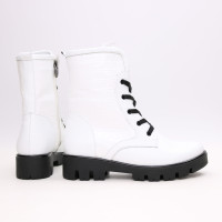 Ботинки из белой кожи флотар со вставками на тракторной подошве Арт. 12-6F(S2)