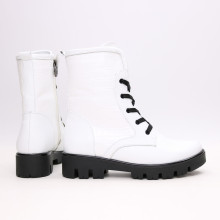 Ботинки из белой кожи флотар со вставками на тракторной подошве Арт. 12-6F(S2)