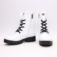 Ботинки из белой кожи флотар со вставками на тракторной подошве Арт. 12-6F(S2)