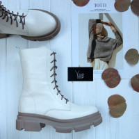 Черевики із бежевої шкіри Арт. 12-30/260 (б/ф)