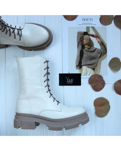 Черевики із бежевої шкіри Арт. 12-30/260 (б/ф)