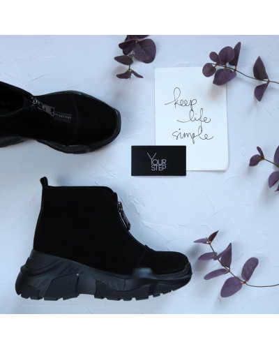 Ботинки из черной замши с молнией спереди Арт. As-7/21950