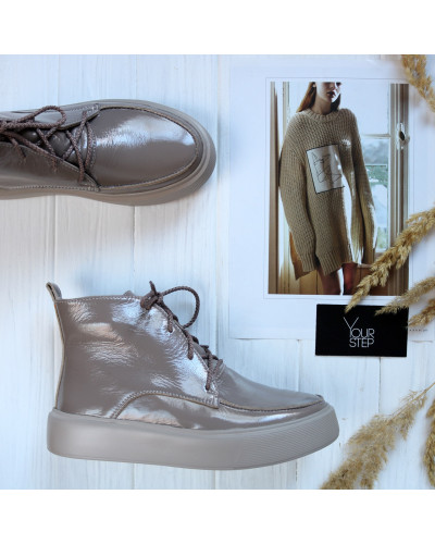 Ботинки из темно-бежевого наплака  Арт. 156-7/Ls15