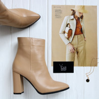 Ботинки на обтяжном каблуке из карамельной кожи Арт. 35-10/44Ок