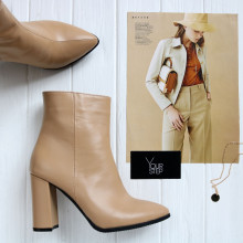 Ботинки на обтяжном каблуке из карамельной кожи Арт. 35-10/44Ок