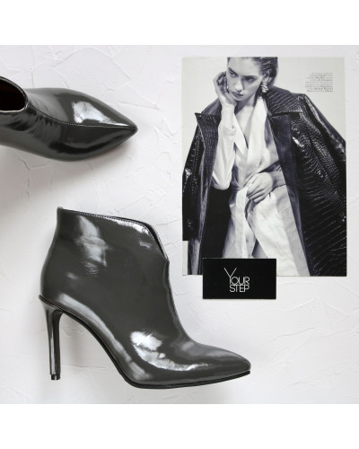 Ботинки из темно-серого наплака на шпильке Арт. 35-15/60Kr