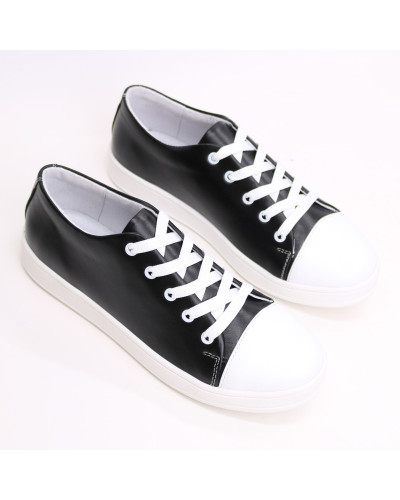 Чорні шкіряні кеди Арт. Em-1