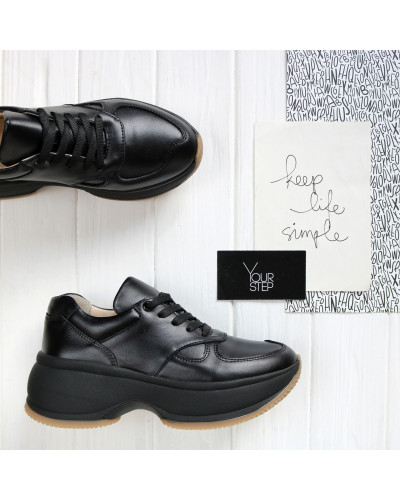 Кросівки з чорної шкіри Арт. 15-2/184