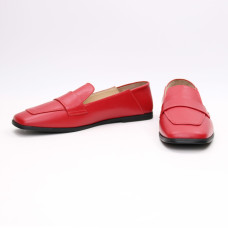 Шкіряні лофери з квадратним носом в червоному кольорі Арт. 072-3П