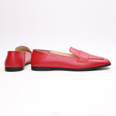 Шкіряні лофери з квадратним носом в червоному кольорі Арт. 072-3П