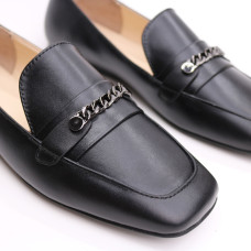 Чорні лофери з квадратним носом Арт. 072-4-3827