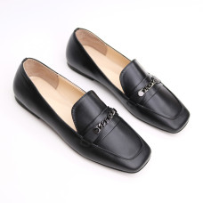 Чорні лофери з квадратним носом Арт. 072-4-3827