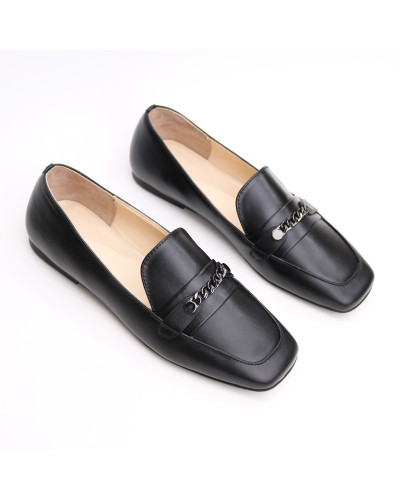 Чорні лофери з квадратним носом Арт. 072-4-3827