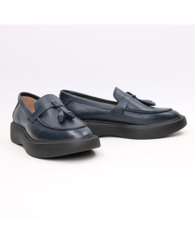 Лофери із синьої шкіри Арт. 156-6/Hill3-R