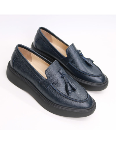 Лофери із синьої шкіри Арт. 156-6/Hill3-R