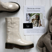 Полусапоги из светло-бежевого наплака  Арт. 12-2/22