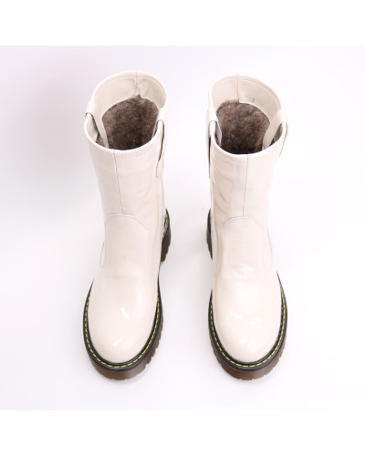 Полусапоги из светло-бежевого наплака  Арт. 12-2/22