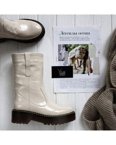 Полусапоги из светло-бежевого наплака  Арт. 12-2/22