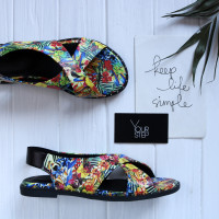 Сандали из кожи с принтом тропики Арт. 10-17Lib