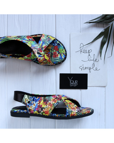 Сандали из кожи с принтом тропики Арт. 10-17Lib