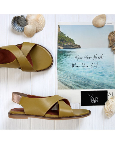 Сандали из кожи цвета оливки Арт. 10-17Lib