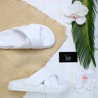 Шльопанці з білої шкіри Арт. 008-2/21067