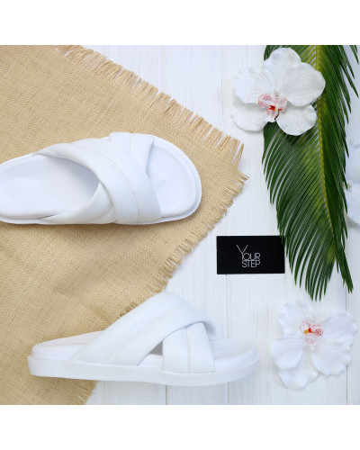 Шльопанці з білої шкіри Арт. 008-2/21067