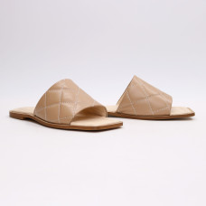 Шльопанці з карамельної стьобаної шкіри Арт. 073-1