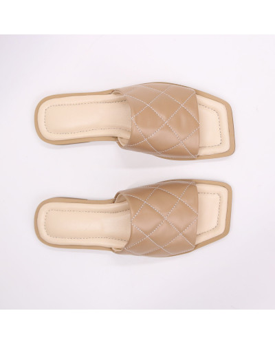 Шльопанці з карамельної стьобаної шкіри Арт. 073-1