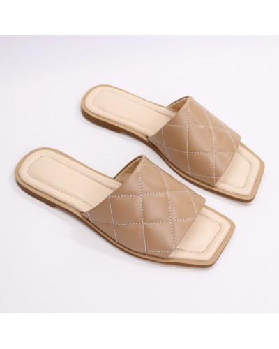 Шльопанці з карамельної стьобаної шкіри Арт. 073-1