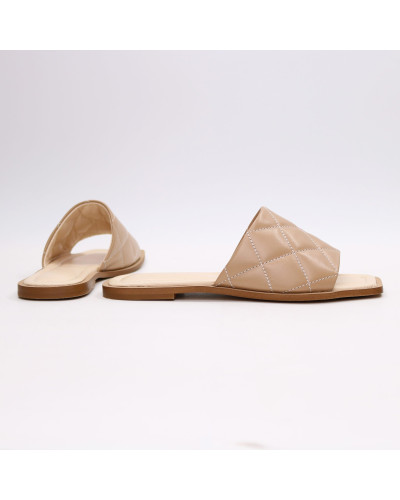 Шльопанці з карамельної стьобаної шкіри Арт. 073-1