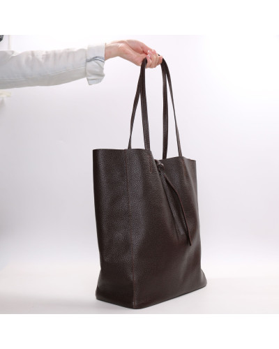 Шкіряний шопер відтінку шоколад Арт. YS-4080