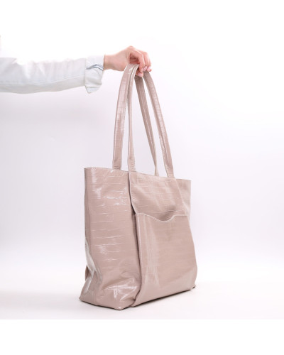 Сумка-шопер з бежевої шкіри під рептилію Арт. YS-6072