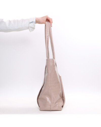 Сумка-шопер з бежевої шкіри під рептилію Арт. YS-6072