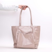 Сумка-шопер з бежевої шкіри під рептилію Арт. YS-6072