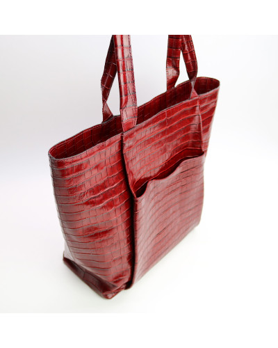 Сумка-шопер з червоної шкіри під рептилію Арт. YS-6072