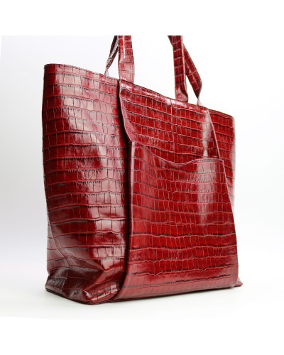 Сумка-шопер з червоної шкіри під рептилію Арт. YS-6072