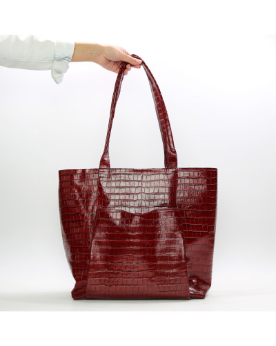 Сумка-шопер з червоної шкіри під рептилію Арт. YS-6072