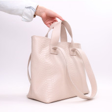 Сумка-трансформер з бежевої шкіри під рептилію Арт. YS-6052