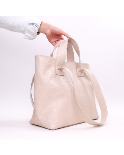 Сумка-трансформер з бежевої шкіри під рептилію Арт. YS-6052