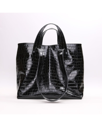 Сумка-трансформер з чорної шкіри під рептилію Арт. YS-6052