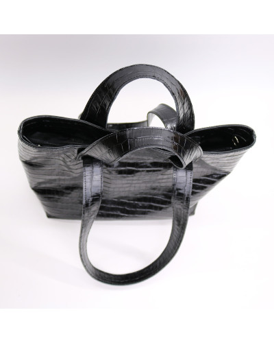 Сумка-трансформер з чорної шкіри під рептилію Арт. YS-6052