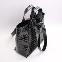 Сумка-трансформер з чорної шкіри під рептилію Арт. YS-6052