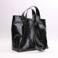 Сумка-трансформер з чорної шкіри під рептилію Арт. YS-6052