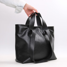 Сумка-трансформер з м'якої чорної шкіри флотар Арт. YS-6052