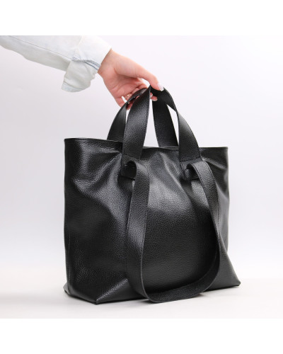 Сумка-трансформер з м'якої чорної шкіри флотар Арт. YS-6052