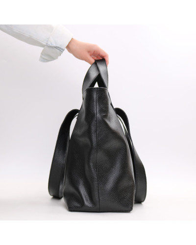 Сумка-трансформер з м'якої чорної шкіри флотар Арт. YS-6052