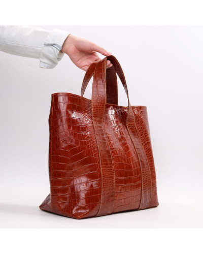 Сумка-трансформер з рудої шкіри під рептилію Арт. YS-6052(2)
